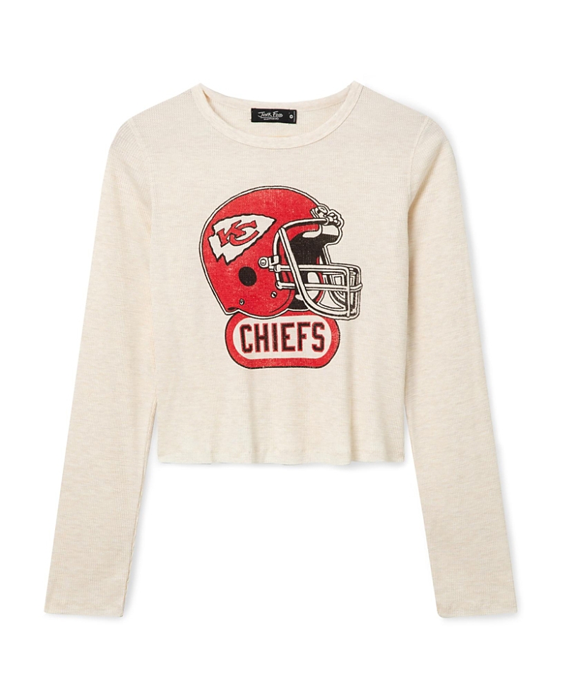 Junk Food Clothing Women's Kansas City Chiefs Helmet Crop Thermal