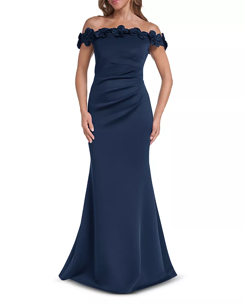 Eliza J Off The Shoulder 3D Floral Gown