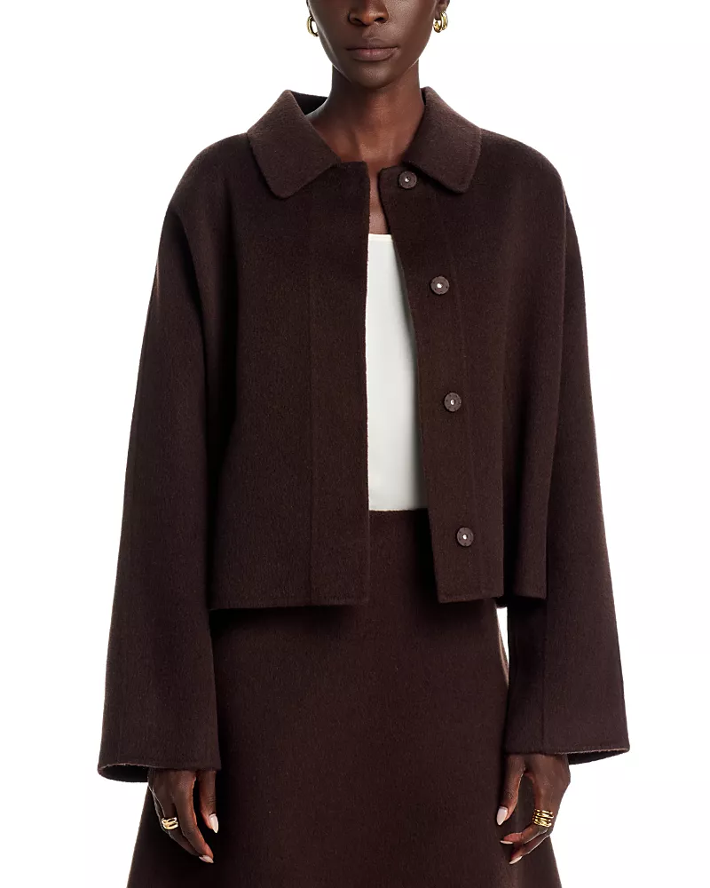 Hugo Boss Cafeta Collared Wool and Lyocell Coat