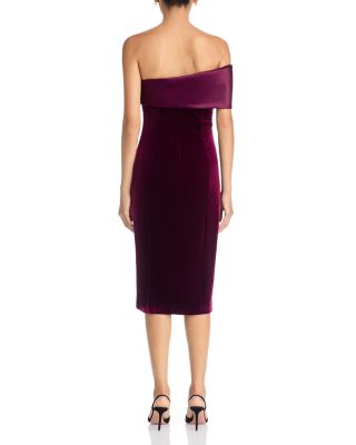 Velvet One Shoulder Cocktail Dress - thumbnail 4