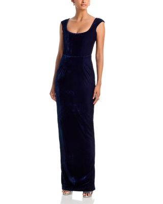 Sau Lee Brooke Velvet Bodycon Scoop Neck Gown