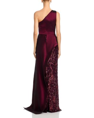 Taffeta Sequin One Shoulder Gown - thumbnail 4