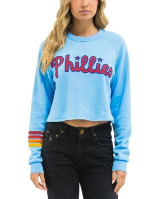 Aviator Nation Phillies Rugby Stitch Graphic Cropped Crewneck Sweatshirt