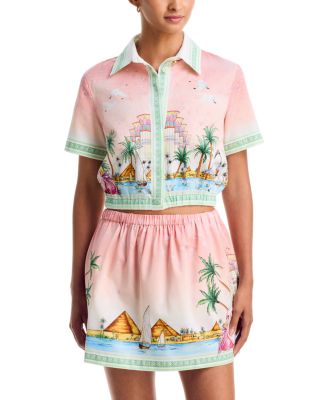 Cotton Printed Cropped Shirt