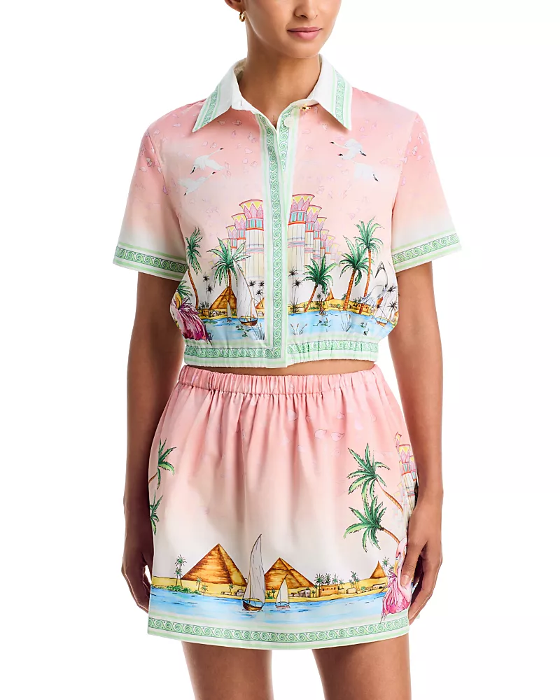 Casablanca Cotton Printed Cropped Shirt