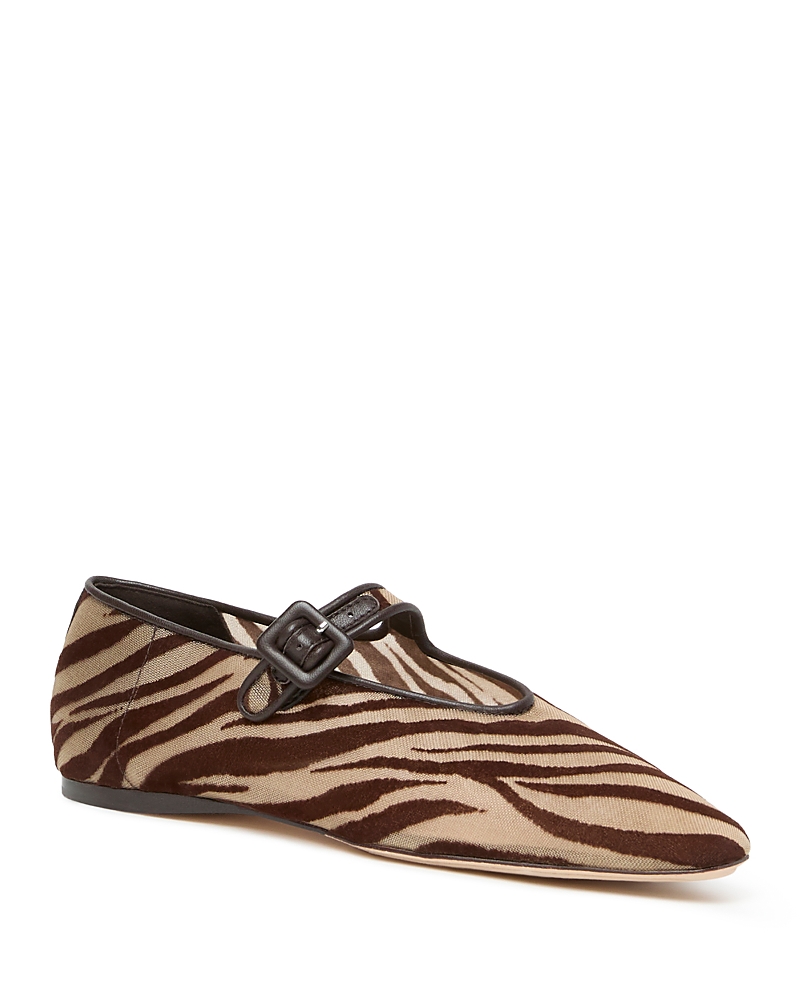 Loeffler Randall Women's Zebra Mesh Mary Jane Flats