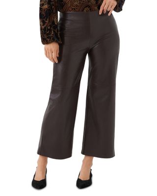 Faux Leather Pull On Ankle Pants
