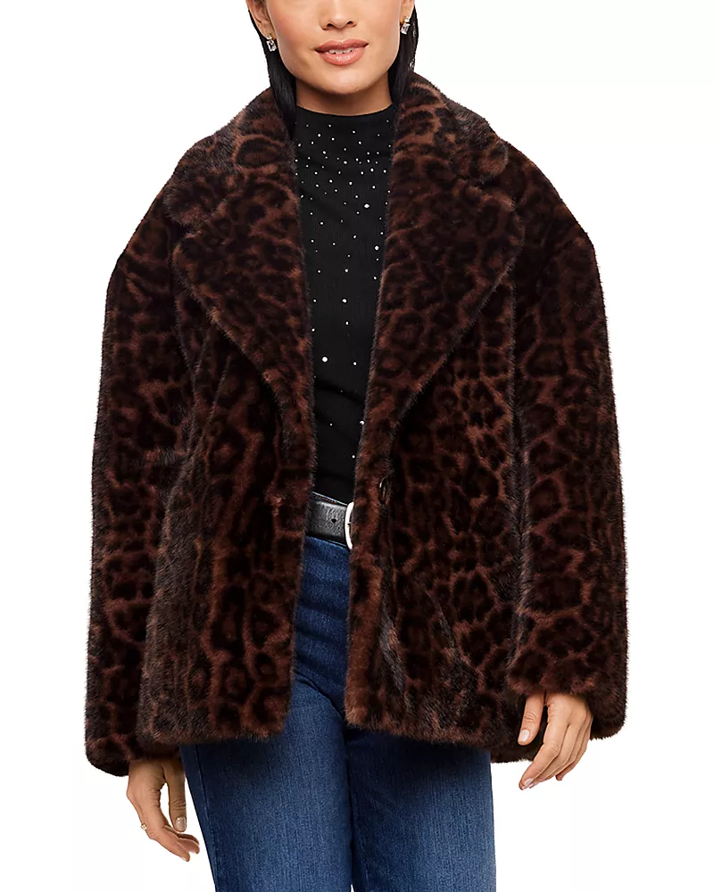 Karen Kane Faux Fur Shawl Collar Coat