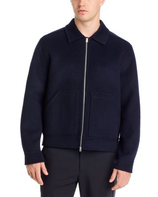 Wool Blend Solid Zip Jacket