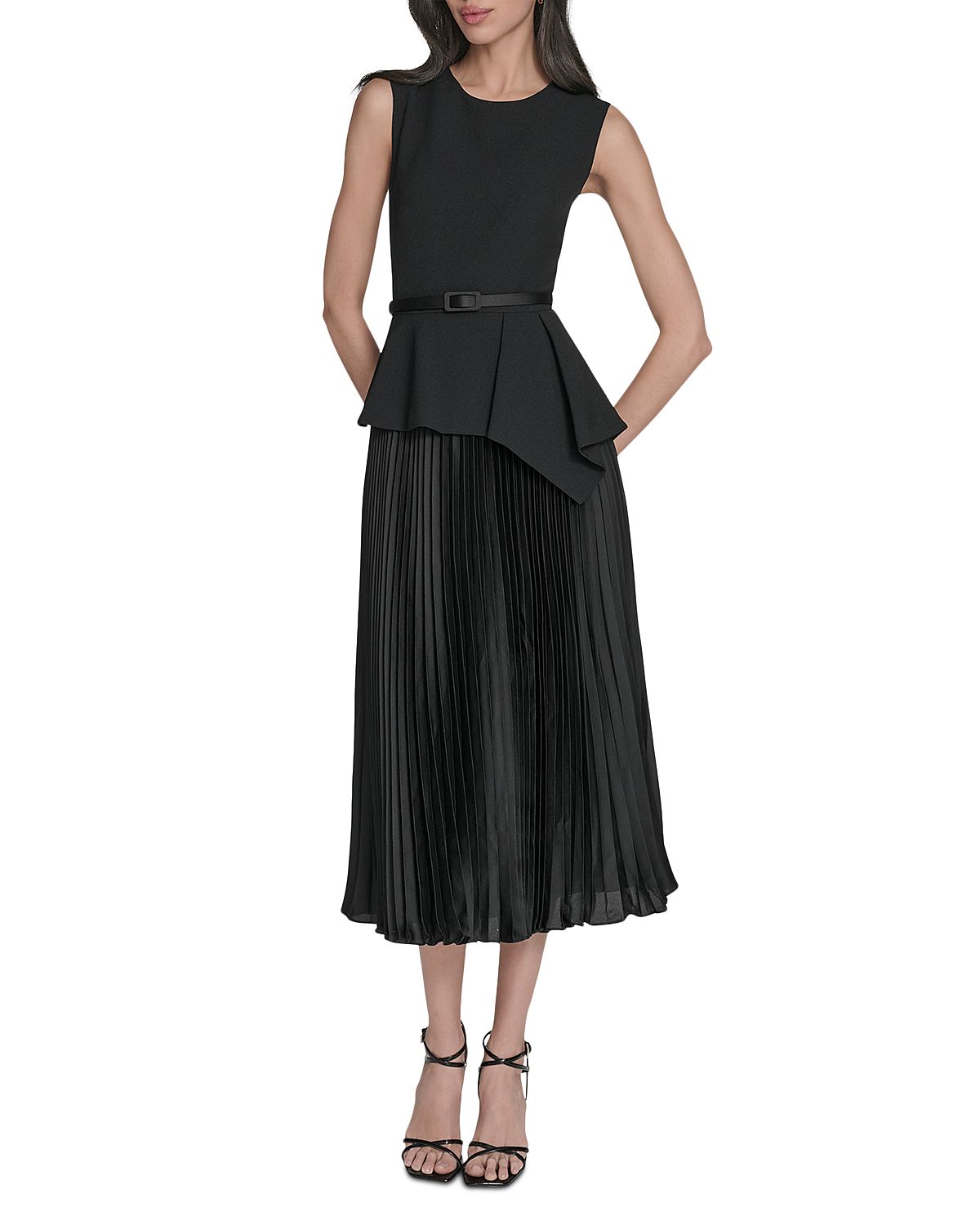 Eliza J Peplum Waist Midi Dress