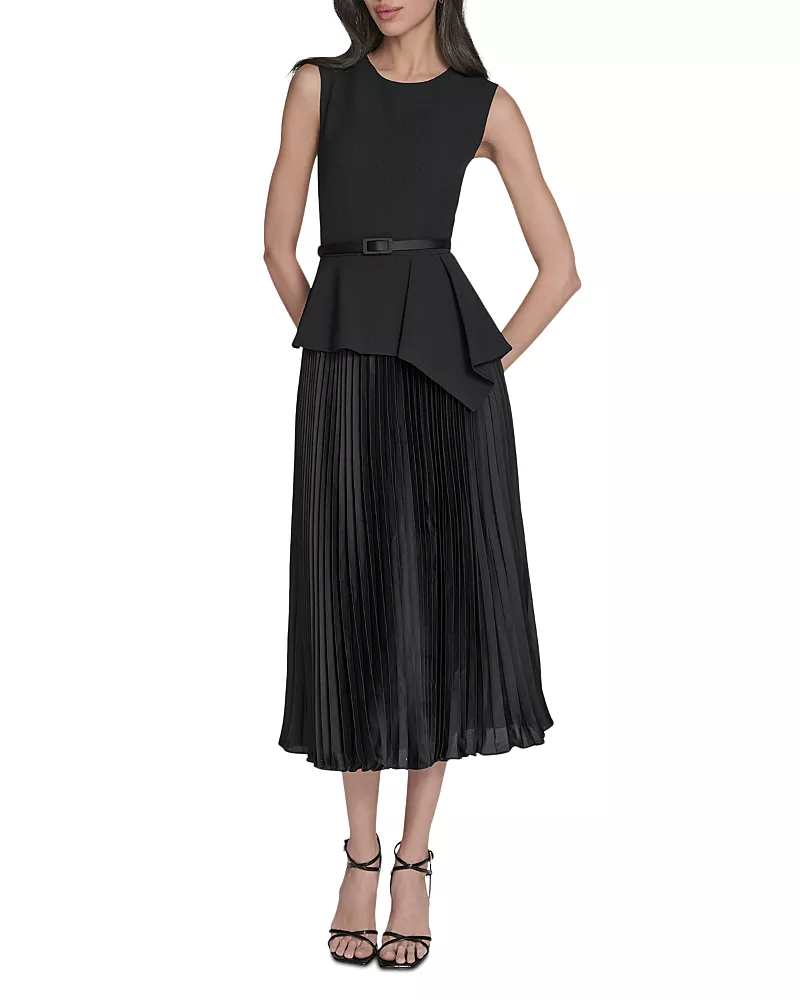 Eliza J Peplum Waist Midi Dress