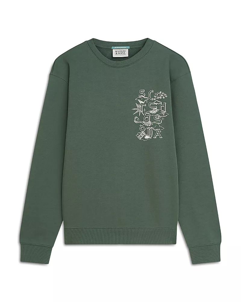 Scotch & Soda Cotton Logo Graphic Crewneck Sweatshirt