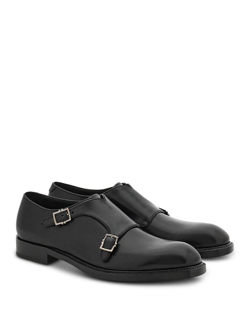 Ferragamo Men's Double Monk Strap Leather Loafers