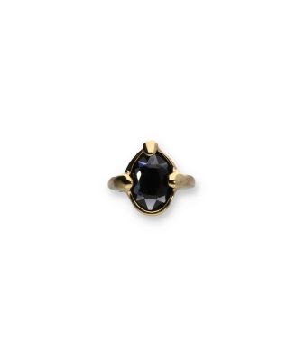   Gold-Plated Ring with Black Faceted Crystal