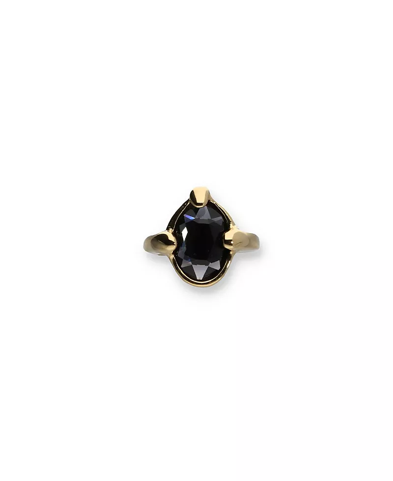 UNOde50 Gold-Plated Ring with Black Faceted Crystal