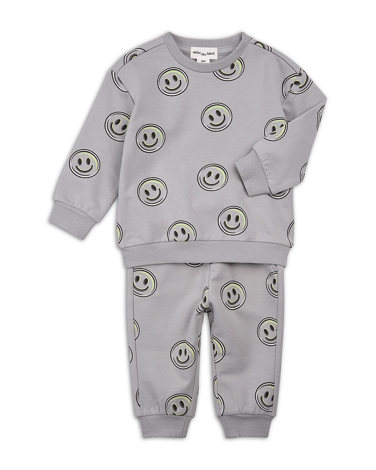 Miles The Label Boys' Smile Face Print Sweatshirt & Jogger Pants Set - Baby