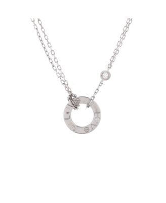  2 Diamonds Love Pendant Necklace 18K White Gold with Diamonds, 16"