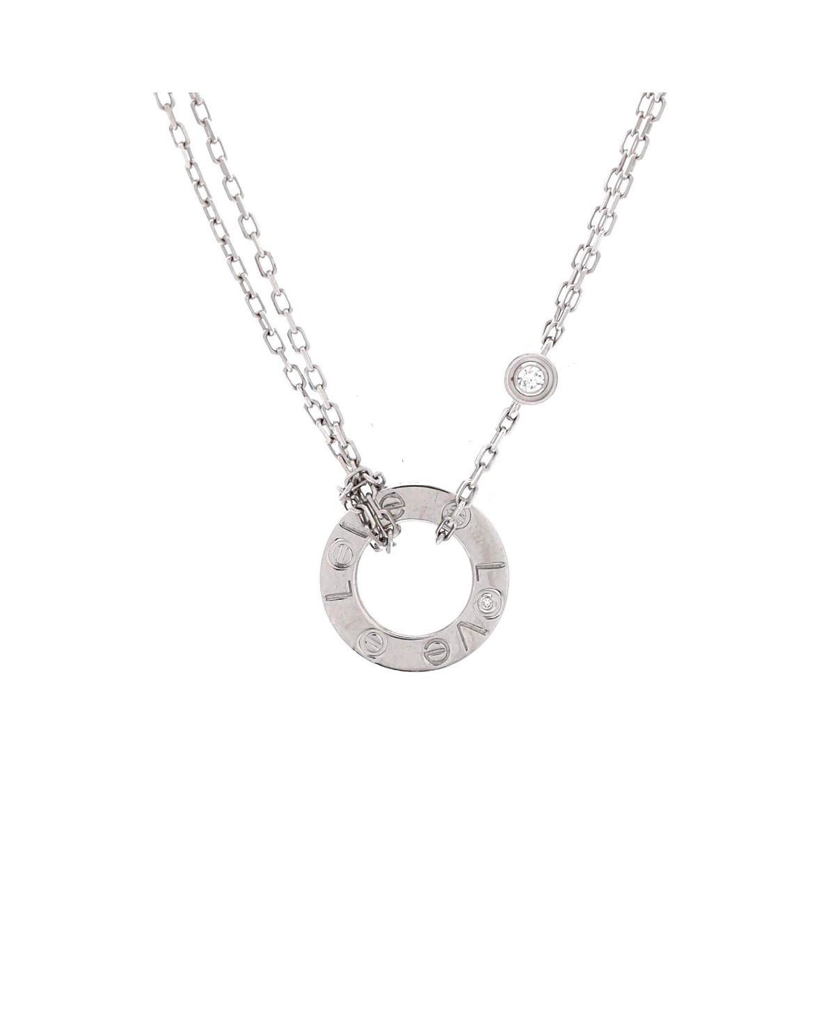 Pre-Owned Cartier 2 Diamonds Love Pendant Necklace 18K White Gold with Diamonds