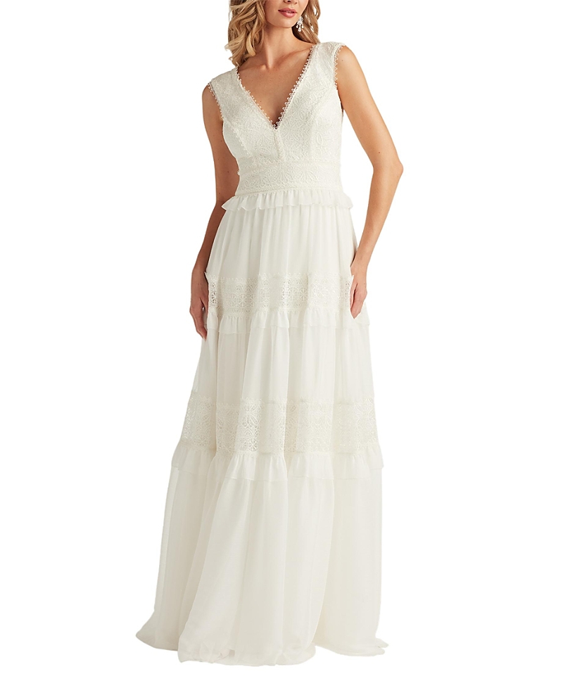 Tadashi Shoji Shiva Tiered Embroidered Tulle Gown