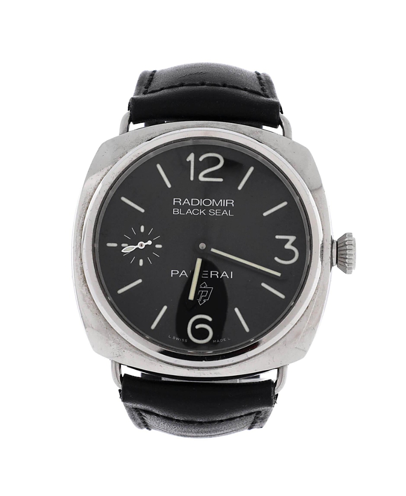 Pre-Owned Panerai Radiomir Black Seal Manual Watch in Stainless Steel and Leather 45mm