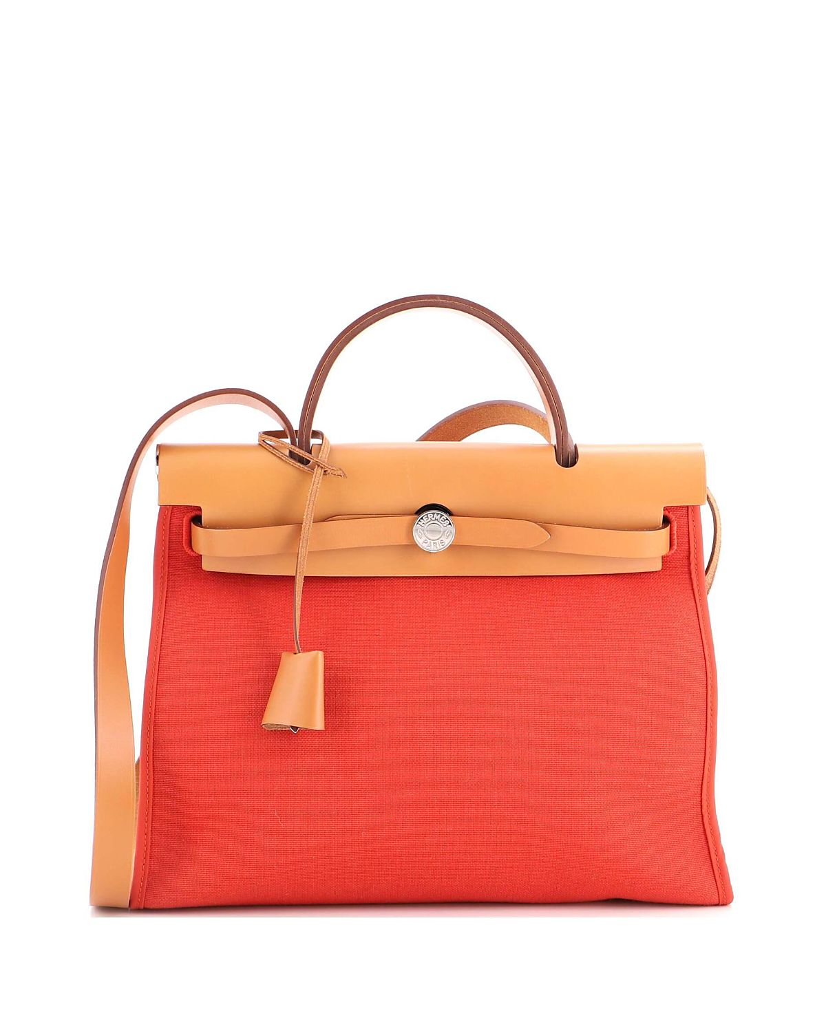 Pre-Owned HERMES 31 Herbag Zip Leather and Toile