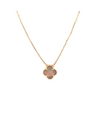  Vintage Alhambra Pendant Necklace 18K Rose Gold and Grey Mother of Pearl, 16.5"