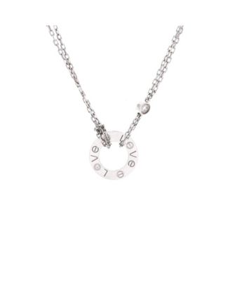  2 Diamonds Love Pendant Necklace 18K White Gold with Diamonds, 16"