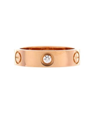 Love 3 Diamonds Band Ring 18K Rose Gold with Diamonds