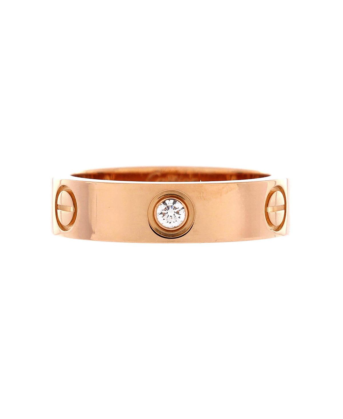 Pre-Owned Cartier Love 3 Diamonds Band Ring 18K Rose Gold with Diamonds