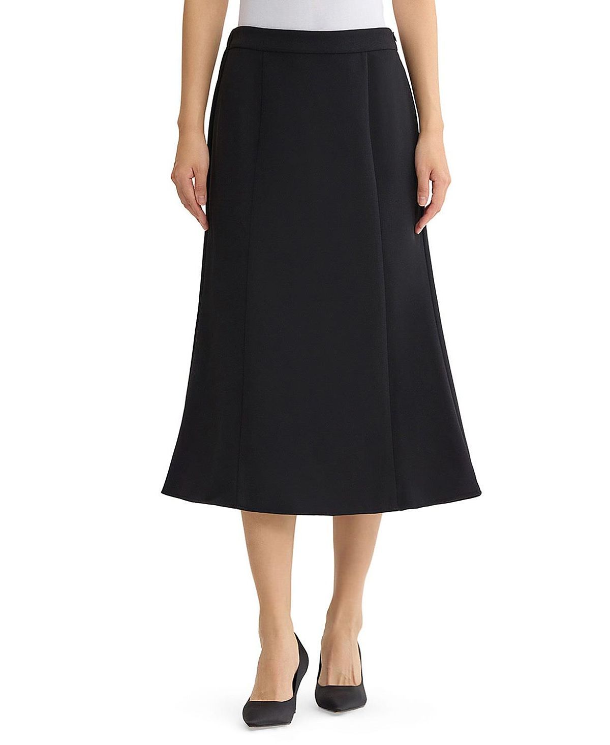 Ming Wang A Line Stretch Deco Crepe Maxi Skirt