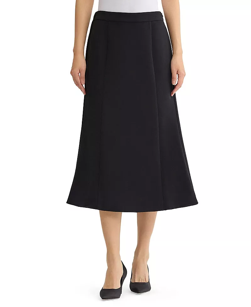 Ming Wang A Line Stretch Deco Crepe Maxi Skirt