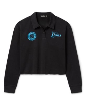 Junk Food Clothing Women's Detroit Lions Polo Crop Fleece
