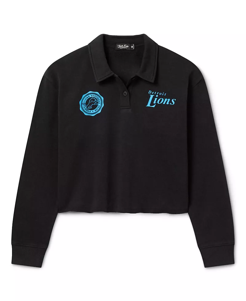Junk Food Clothing Women's Detroit Lions Polo Crop Fleece