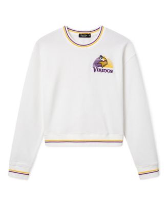 Junk Food Clothing Women's Minnesota Vikings Cropped Striped Rib Fleece