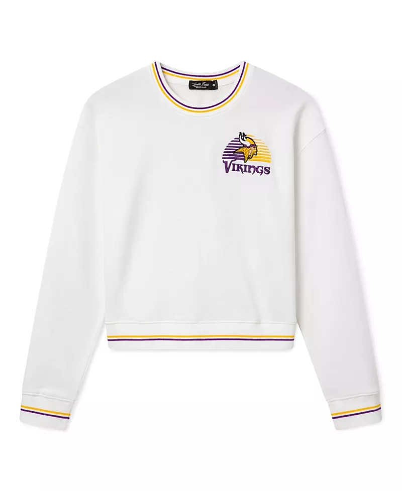 Junk Food Clothing Women's Minnesota Vikings Cropped Striped Rib Fleece