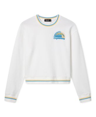 Junk Food Clothing Women's Los Angeles Chargers Cropped Striped Rib Fleece