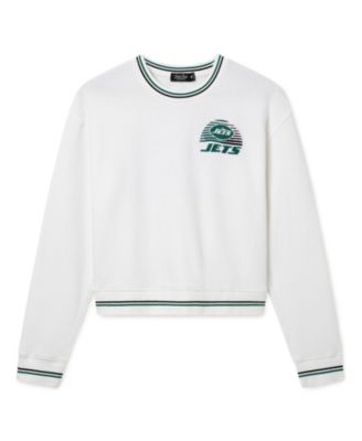  Women's NFL New York Jets Cropped Striped Rib Fleece