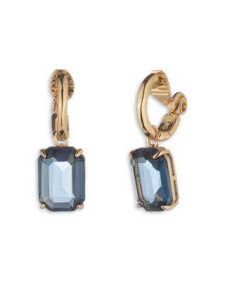 Stone Charm Clip On Hoop Earrings