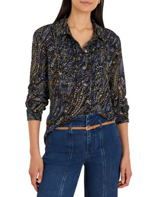 Portobello Paisley Spread Collar Chiffon Shirt 