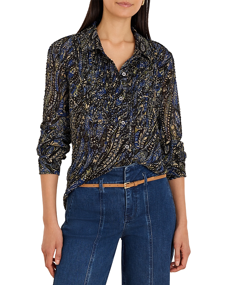 Nic+Zoe Portobello Paisley Spread Collar Chiffon Shirt