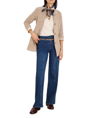 Notch Lapel Tweed Stitch Sweater Jacket - thumbnail 2