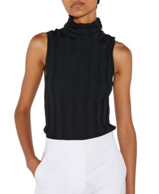  Romy Merino Wool Ribbed Sleeveless Turtleneck