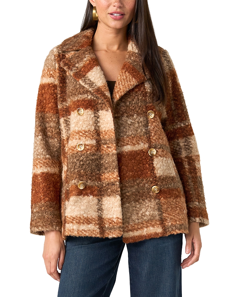 Liverpool Los Angeles Check Print Double Breasted Peacoat