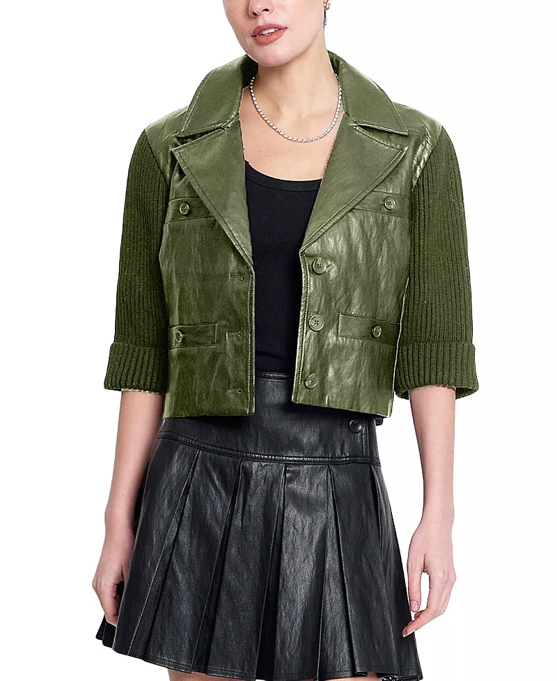 Central Park West Women's Quinn Cropped X Sweater Jacket