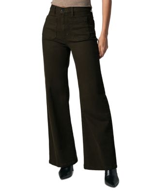 The Mia Patch Pocket High Rise Wide Leg Jeans in Olive