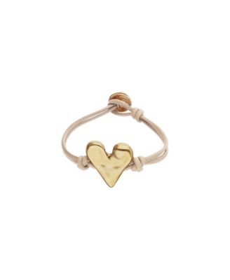  Camel Leather Bracelet with  Gold-Plated Heart Detail