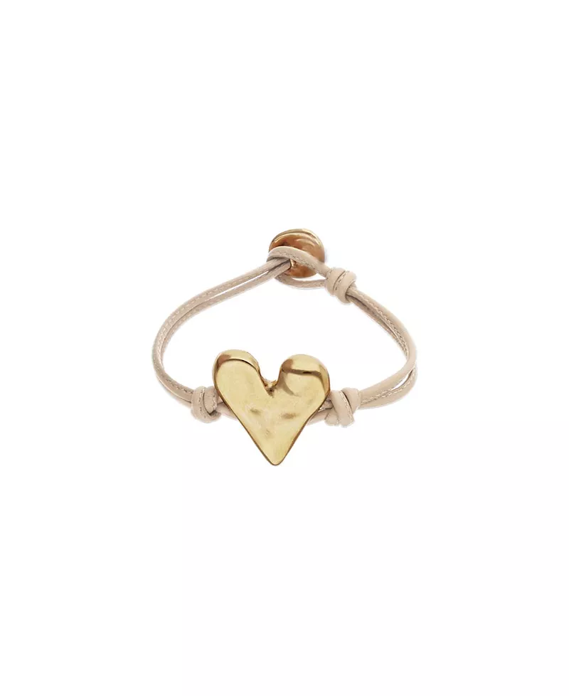 UNOde50 Camel Leather Bracelet with Gold-Plated Heart Detail