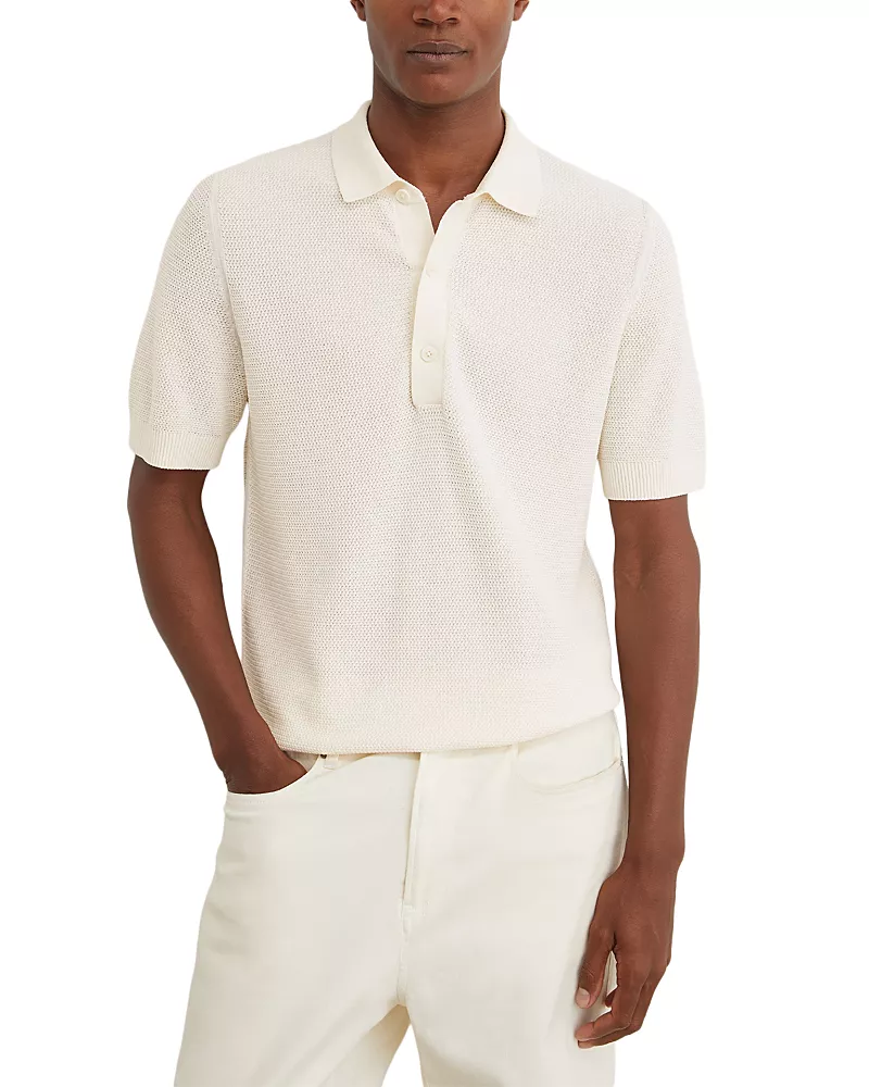 Reiss Warren Basket Stitch Sweater Polo