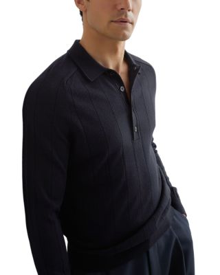 Greyson Ribbed Long Sleeve Merino Wool Polo