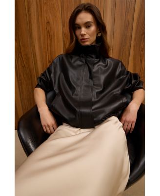 Dessa Faux Leather Funnel Collar Jacket - thumbnail 5